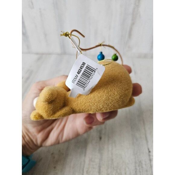 Dept 56 fuzzy orange tabby cat kitten ornament vintage Xmas tree - Picture 3 of 7